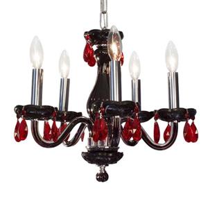 Classic Lighting Monaco Collection 36-in Black Crystalique Red 5-Light Transitional Crystal Candle Chandelier