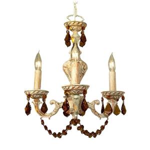 Classic Lighting Gabrielle 36-in Amber over Antique White Crystalique-Plus Amber 4-Light Traditional Crystal Candle Chandelier