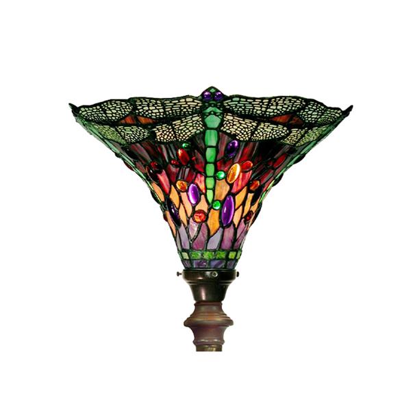 Warehouse of Tiffany 72-in Bronze Dragonfly Foot Switch Torchiere Floor Lamp with Glass Shade