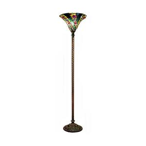 Warehouse of Tiffany 72-in Green Wave Foot Switch Torchiere Floor Lamp with Glass Shade