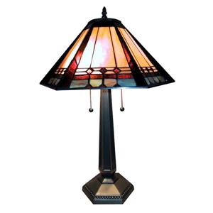 Warehouse of Tiffany 26-in with Gold, Silver Base and Multi Coloured Shade Table Lamp