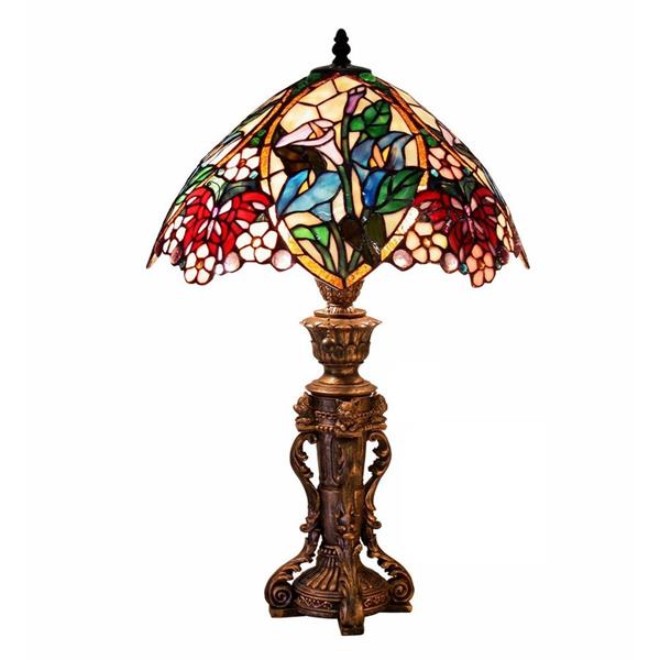 Warehouse of Tiffany 23-in with Bronze Base and Multi Coloured Shade Table Lamp