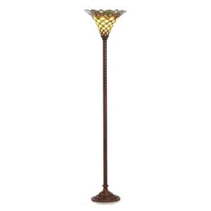 Warehouse of Tiffany Arielle 72-in Light Orange Green Amber Bronze Torchiere Floor Lamp with Glass Shade