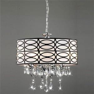 Warehouse of Tiffany Roxanne 4-Light Chrome Transitional Drum Chandelier