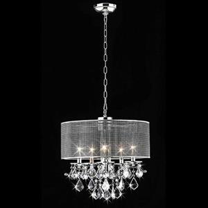 Warehouse of Tiffany Transitional Drum 18-in Chrome 5-Light Chandelier
