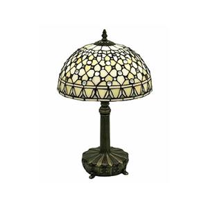 Jewel 19-in with Bronze Base and Yellow, White Glass Shade Table Lamp