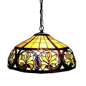 Warehouse of Tiffany Bronze Traditional Stained Glass Dome Pendant