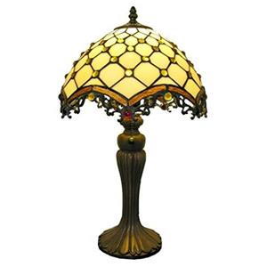 Warehouse of Tiffany Roman 21-in with Bronze Base and Amber Glass Shade Table Lamp