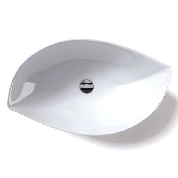 WS Bath Collections Ceramica White Ceramic Elliptical Vessel Bathroom Sink (Drain Included)