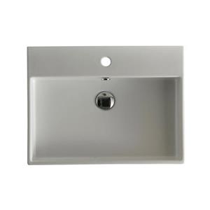 WS Bath Collections Ceramica I White Wall-Mount Rectangular Bathroom Sink with Overflow