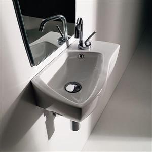 WS Bath Collections Kerasan White Ceramic Wall-Mount Rectangular Bathroom Sink with Overflow