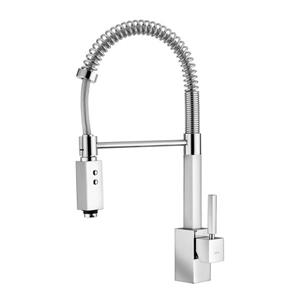 WS Bath Collections Domino Polished Chrome 21-in Lever-Handle Deck Mount Pull-Down Kitchen Faucet