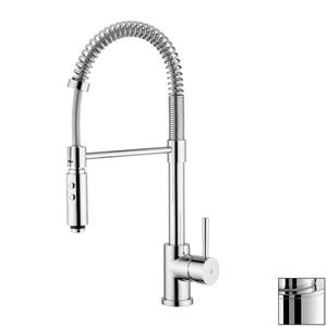 WS Bath Collections Evo Stainless Steel 21-in Lever-Handle Deck Mount Pull-Down Kitchen Faucet
