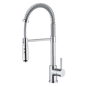 WS Bath Collections Linea Polished Chrome 21-in Lever-Handle Deck Mount Pull-Down Kitchen Faucet