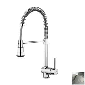 WS Bath Collections Stick Matte Chrome 19.7-in Lever-Handle Deck Mount Pull-Down Kitchen Faucet