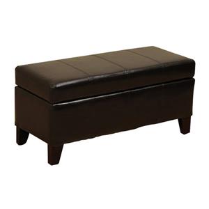 Warehouse of Tiffany Ariel 17.00-in x 36.00-in Casual Dark Brown Faux Leather Storage Ottoman