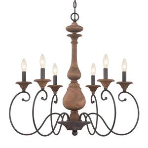 Quoizel Auburn 6-Light Brushed Nickel Traditional Seeded Glass Candle Chandelier