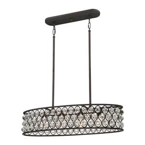 Quoizel Alexandria 33-in W 4-Light Palladian Bronze Transitional Kitchen Island Light with Clear Shade