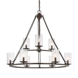 Quoizel Buchanan 9-Light 2-Tier Tuscan Brown Transitional Chandelier