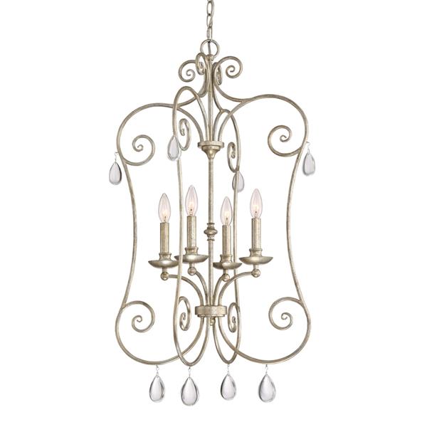 Lighting Chantelle Light Satin Nickel Pendant quoizel chantelle 4 light brushed nickel traditional clear glass candle chandelier