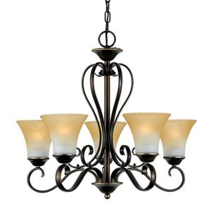 Quoizel Duchess 5-Light Dusk Bronze Transitional Etched Glass Shaded Chandelier