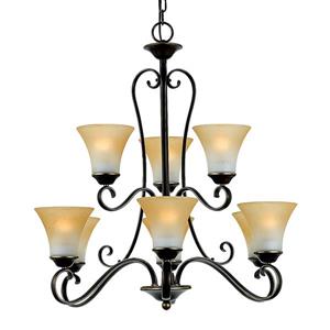 Quoizel Duchess 9-Light Palladian Bronze Traditional Shaded Chandelier