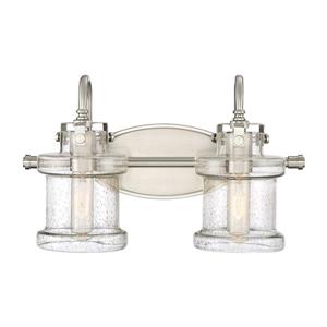 Quoizel Danbury 16-in x 9-in Brushed Nickel 2-Light Cylinder Vanity Light