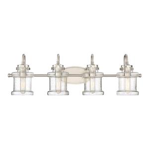 Quoizel Danbury 32-in x 9-in Brushed Nickel 4-Light Cylinder Vanity Light
