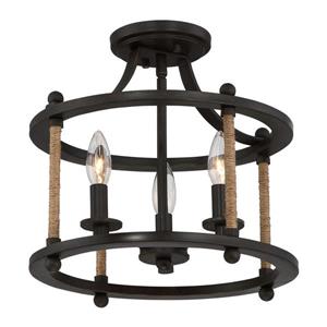 Quoizel Frontier 3-Light Bronze 13-in x 13-in x 13-in Semi-Flush Mount