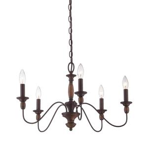 Quoizel Holbrook Iron Gate 5-Light Traditional Marbleized Glass Candle Chandelier
