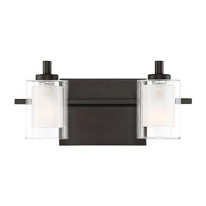 Quoizel Kolt 13-in x 6-in Brushed Nickel 2-Light Cylinder LED Vanity Light