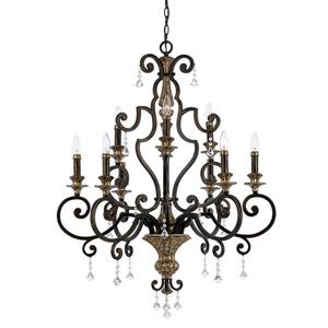 Quoizel Marquette 9-Light Rustic Black Traditional Candle Chandelier