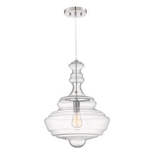 Quoizel Morocco Polished Chrome Transitional Stained Glass Geometric Pendant