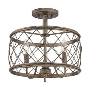 Quoizel Dury 3-Light Century Silver Leaf 15-in x 15-in x 14-in Semi-Flush Mount