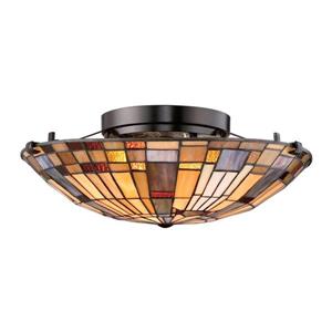 Quoizel Inglenook 2-Light Bronze 16-in x 16-in x 6-in Semi-Flush Mount