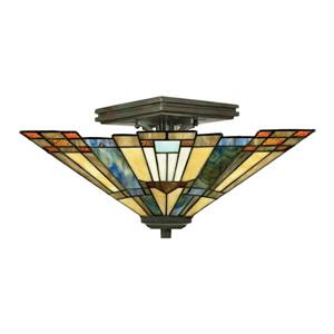 Quoizel Inglenook 2-Light Bronze 14-in x 14-in x 8-in Semi-Flush Mount