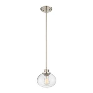 Quoizel Trilogy Brushed Nickel Mini Transitional Clear Glass Drum Pendant