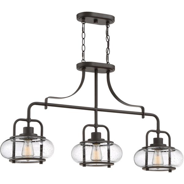 Quoizel Trilogy 10-in W 3-Light Old Bronze Kitchen Island Light with ...