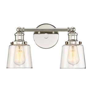 Quoizel Union 15-in x 9-in Polished Nickel 2-Light Bell Vanity Light