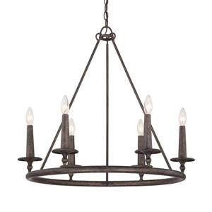 Quoizel Voyager 28-in Palladian Bronze 6-Light Transitional Tinted Glass Candle Chandelier