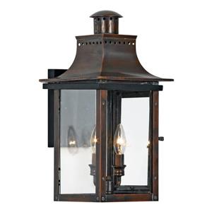 Quoizel Chalmers 19-in Aged Copper Candelabra Base 2-Light Outdoor Wall Sconce