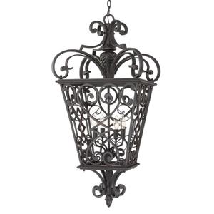 Quoizel Fort Quinn 19-in Marcado Black Traditional Lantern Pendant Lighting