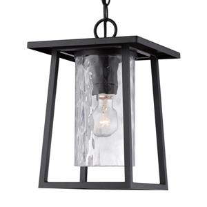 Quoizel Lodge Mystic Black Transitional Clear Glass Lantern Pendant