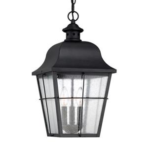 Quoizel Millhouse Mystic Black Traditional Seeded Glass Lantern Pendant