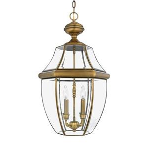 Quoizel Newbury Antique Brass Traditional Clear Glass Lantern Pendant