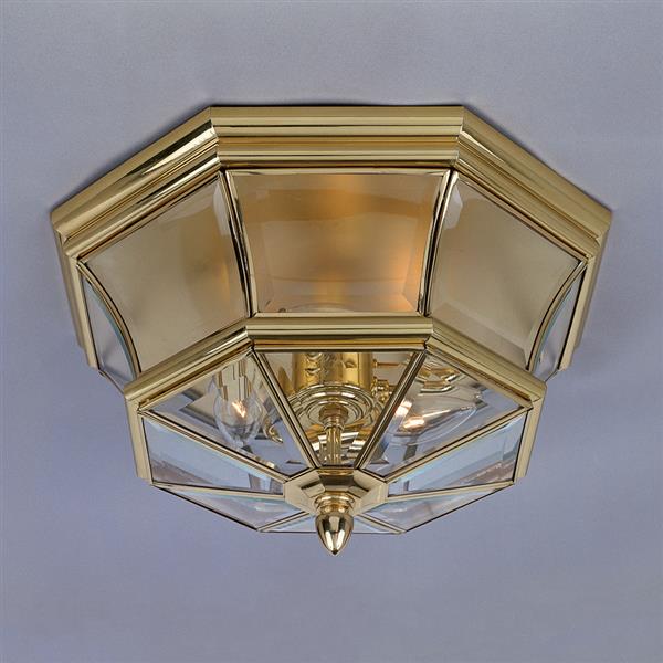 Quoizel Newbury 15 In Polished Brass 3 Light Outdoor Flush Mount Ny1794b Rona Quoizel Newbury 15 In Polished Brass 3, Polished Brass Outdoor Hanging Light Fixtures