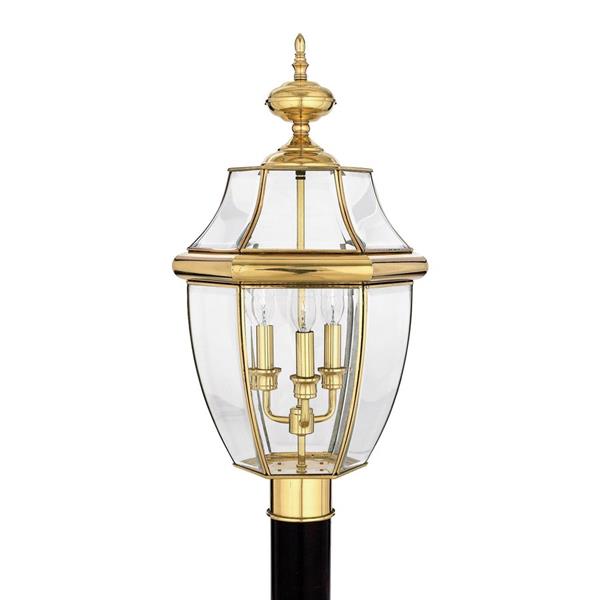 Quoizel 3-Light Newberry 23-in Polished Brass Post Light