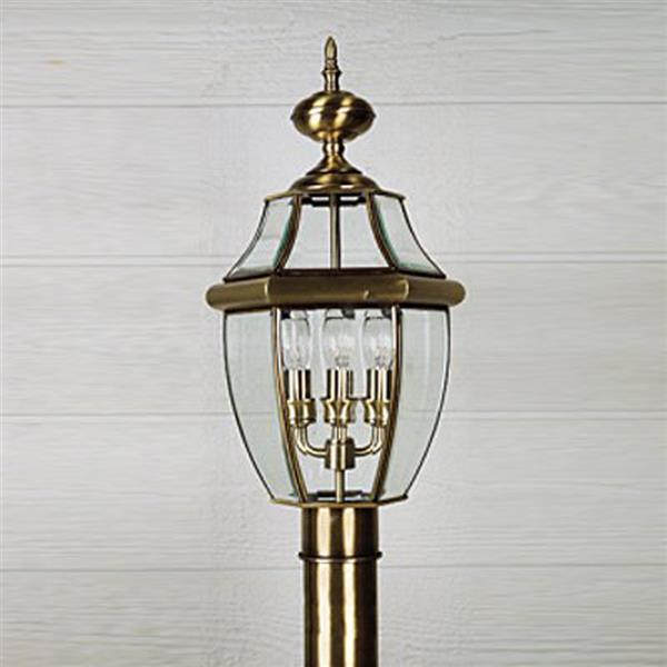 Quoizel 4-Light Newberry 29-in Antique Brass Post Light