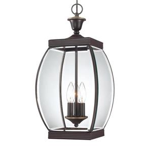 Quoizel Oasis Medici Bronze Transitional Clear Glass Lantern Pendant