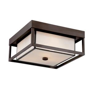 Quoizel Powell 13-in Western Bronze 3-Light Outdoor Flush Mount Light